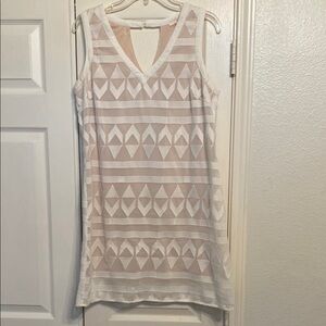 Skies Are Blue Cream Sleeveless V-Neck Sheath Dress
